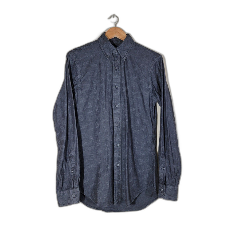 Ralph Lauren Slim Fit Paisley Grey Long Sleeve Men's Shirt - Small